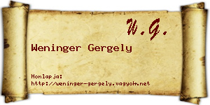 Weninger Gergely névjegykártya